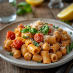 Chickpea pasta dish with vegetables