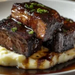 Braised short ribs with mashed potatoes and rich sauce