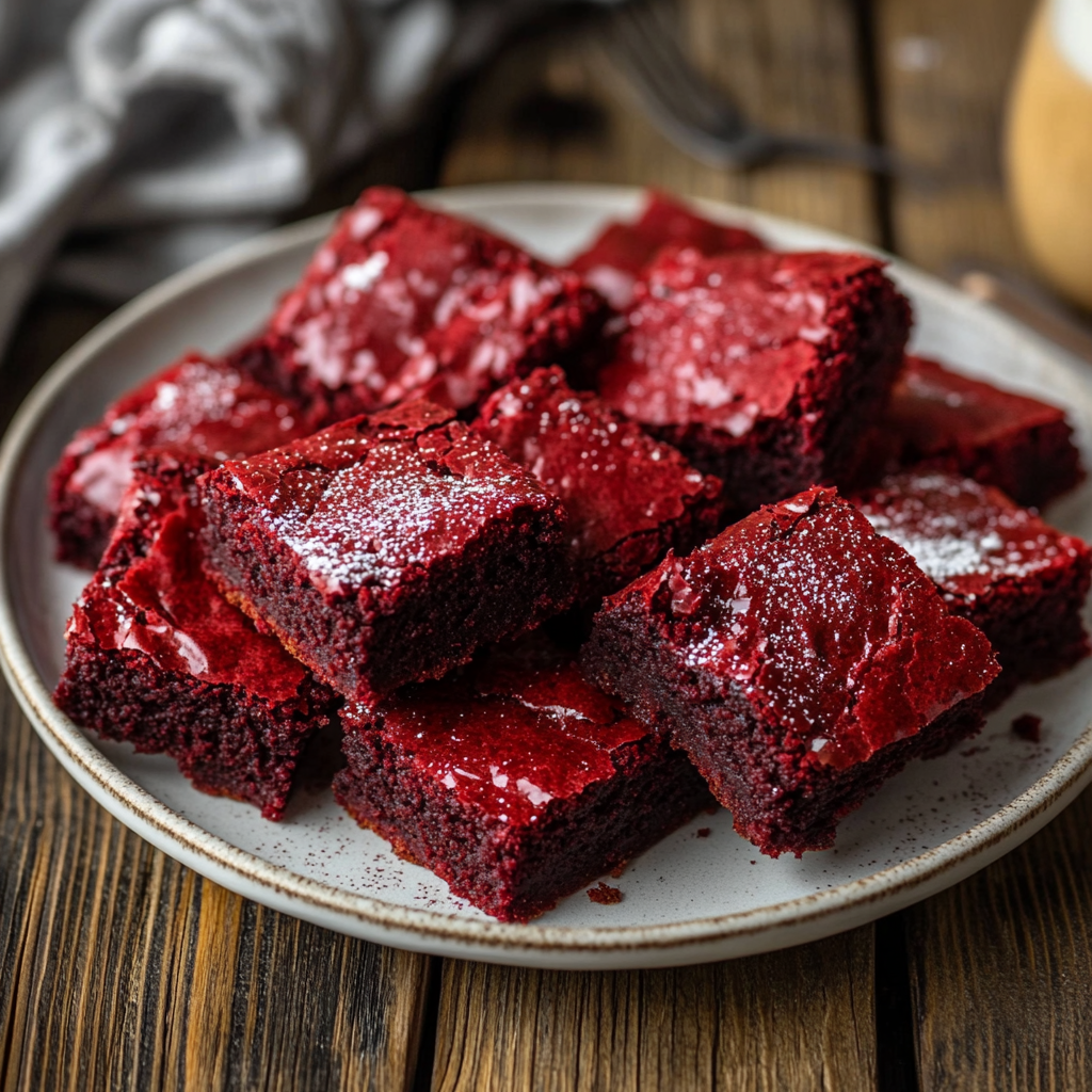 Red Velvet Brownies on a plate